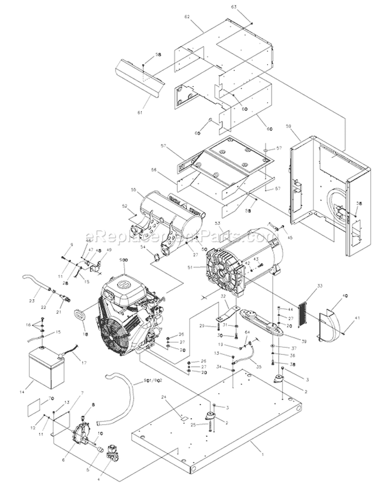 Page D Diagram and Parts List for 040227-0  Briggs and Stratton Generator